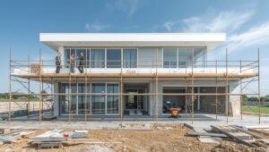 Modern home under construction with professional builders and construction services near me