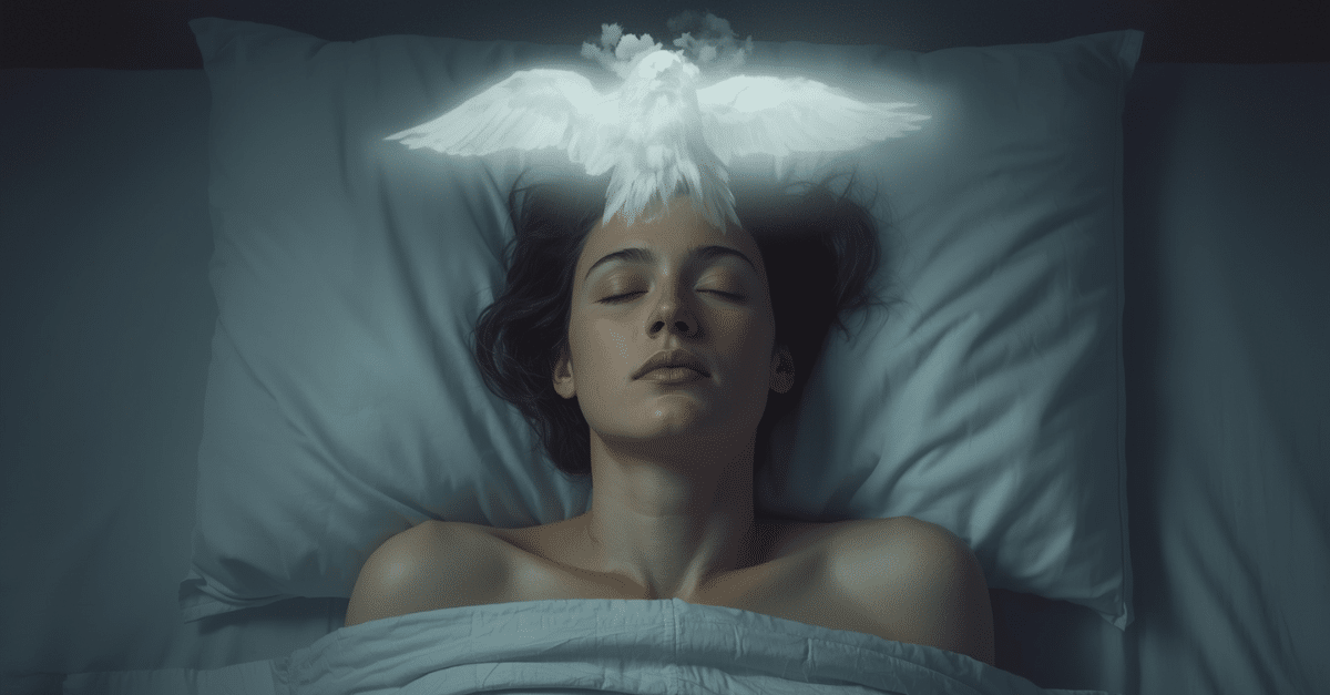 A person experiencing sleep paralysis while lying in bed, showing fear and immobility during sleep.